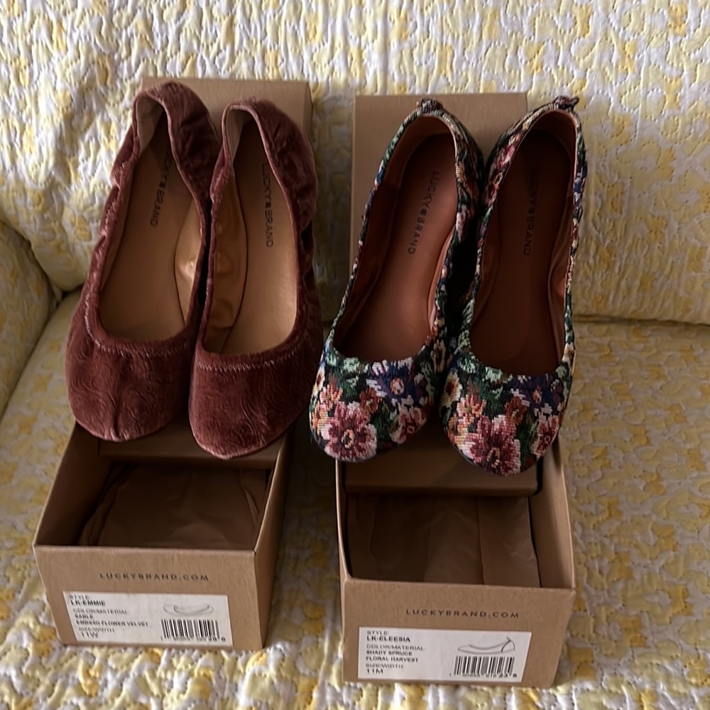 LuckyBrand LK-Eleesia Flats 11M leather Shady Spruce 11W LK-Emmie Sable